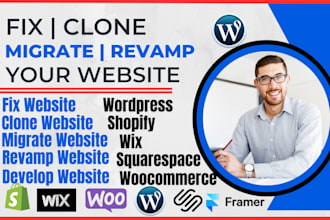 fix migrate clone wix squarespace woocommerce shopify framer wordpress website