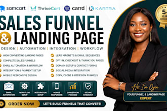 build samcart thrivecart sales funnel carrd website design katra landing page va