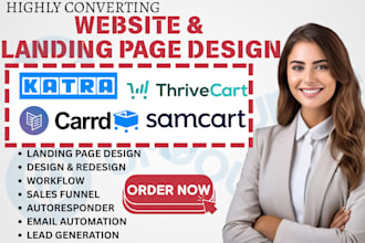 build samcart thrivecart sales funnel carrd website design katra landing page va