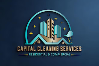 design clean house residential and commercial cleaning service logo