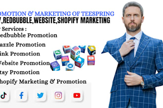 do redbubble, teespring, society6, zazzle affiliate setup and store promotion
