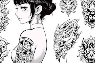 create custom old school traditional tattoo design