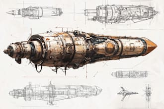 cerate concept art spaceship or vehicle design