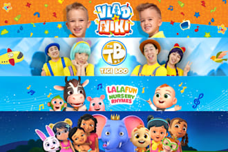 create kids youtube banner and profile picture or logo