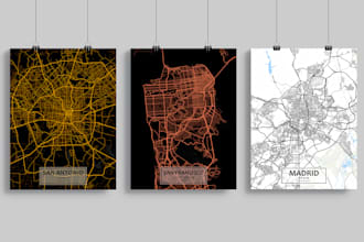 design a custom city map poster of any city in 24 hours