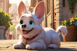 draw your pet portrait into cute disney style