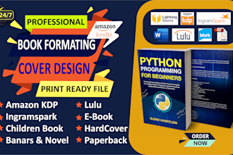 do book formatting, book layout design, kindle ebook formatting and cover design