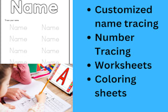 do customized tracing and worksheet for your child