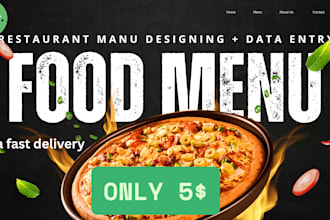 do restaurant menu data entry and designing