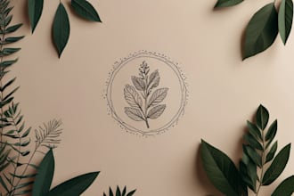 design hand drawn botanical boho minimalist logo