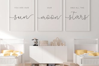 design modern wall art or poster for kids room,nursery or etsy, digital prints