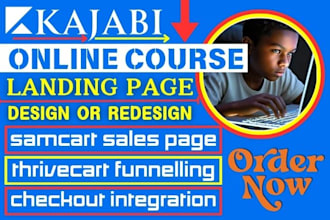 design samcart sales page kajabi checkout thrivecart landing page ebook funnel
