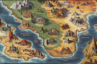 make fantasy map illustration for dnd, novels and games