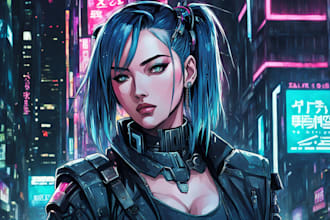 draw cyberpunk art anime illustration for you