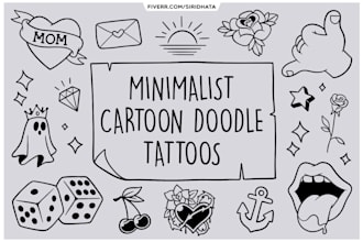 draw your minimalist doodle style tattoo design