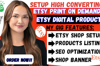 setup etsy print on demand, etsy seo, etsy print on demand and digital product