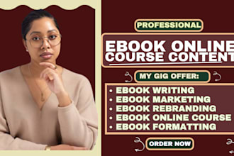 create ebook online course content,rebrand ebook, digital course,ebook rewriting