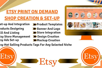 setup etsy shopify print on demand store via printful and printify, etsy pod SEO