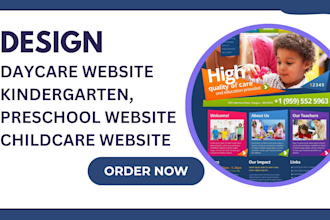 design daycare website kindergarten, preschool website childcare website