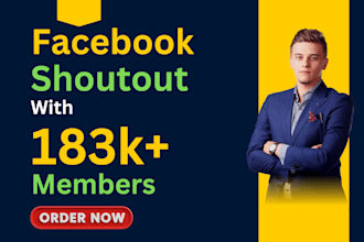 shoutout your content with facebook 183k members, promote, marketing, share