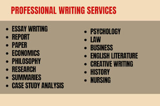 write philosophy, economics essay, psychology, report, history, law, paper