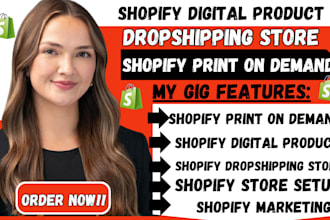 do shopify digital product, dropshipping store etsy print on demand stan store