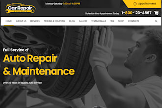 design car detailing website, auto repair website and auto workshop website