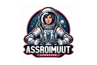 make modern astronaut, space, helmet mascot logo  in 12 hours