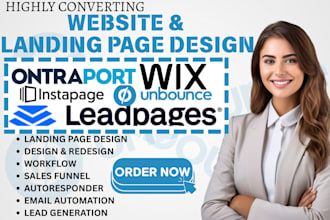 design ontraport instapage leadpage funnel unbounce landing page wix website va