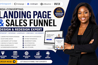 design ontraport instapage leadpage funnel unbounce landing page wix website va