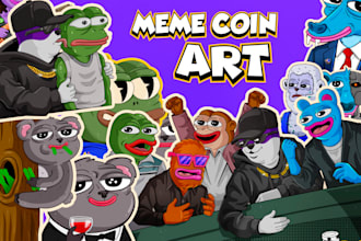 draw custom meme coin art for your web and social media