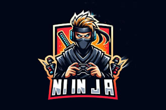 make unique ninja, esport, gaming, warrior mascot logo with unlimited revision