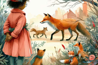 do children story book illustration and children book cover