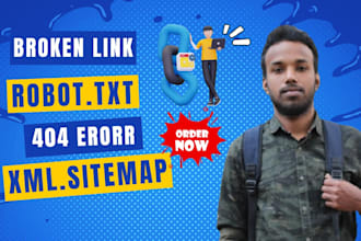 fix broken links, canonical robots txt, and XML sitemap indexing issues for SEO