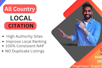 build  local listing citations and directory submissions for local seo expart