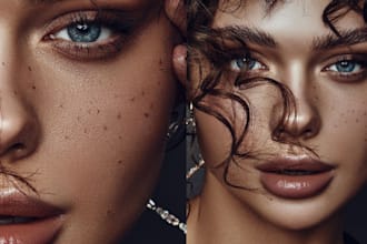 high end skin beauty, wedding and portrait photo retouching