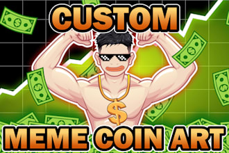 draw custom meme coin art for your website project and social media