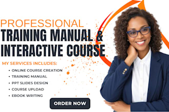 write interactive training course, training manual, instructional guide design