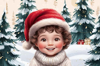 illustrate 3d african american children illustration, 3d christmas book