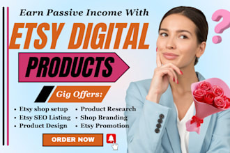 design digital products for etsy shop, etsy product listing SEO, etsy shop setup