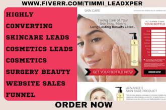 generate skincare leads cosmetics leads cosmetics surgery beauty website funnel