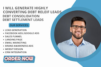 generate debt consolidation leads debt relief, debt settlement lead landing page