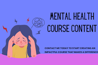 create mental health course content, health course content