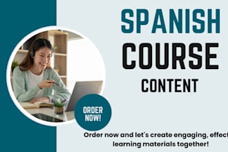 create spanish course content, spanish course workbook, lesson plan