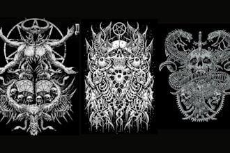 draw dark brutal horror heavy metal death doom tshirt album art illustration