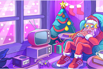 draw christmas and halloween theme illustration