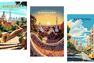 design top level retro vintage modern style travel poster