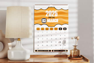 design amazing printable 2025 wall calendar, yearly planner or journal