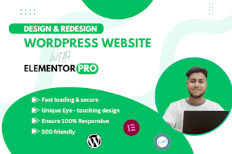 design responsive wordpress website using elementor pro with fast loading speed