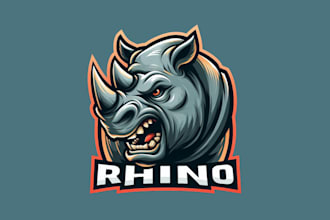 create an awesome rhino, head, gorilla mascot logo in 12 hours